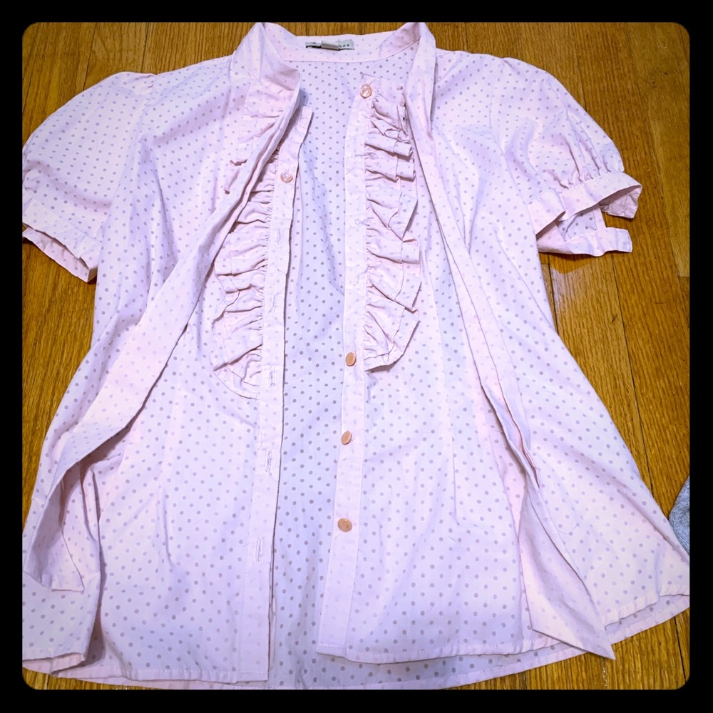 Forever 21 Pink Polka Dot Blouse L